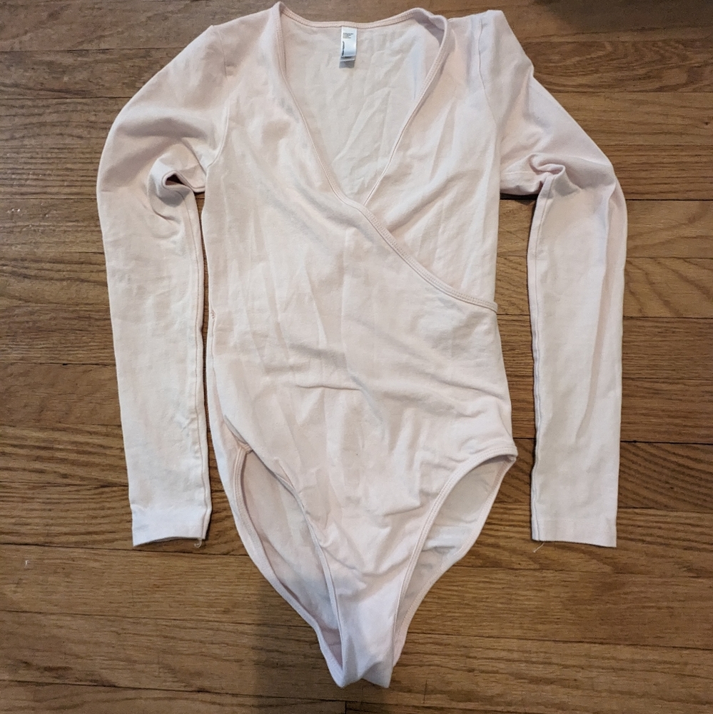 American Apparel Light Pink Surplice Bodysuit